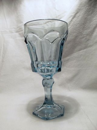 4 Vintage Fostoria Crystal Light Blue Water Goblet Glass Virginia