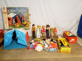 Vintage Barbie Doll And More Dresses Furniture Tent