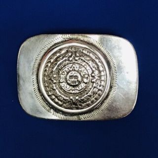 Vintage Taxco Mexican Sterling Silver Aztec Calendar Southwestern Belt Buckle