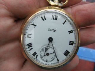 Smiths Vintage Gold Tone/plated Pocket Watch Complete With Fob And Chain