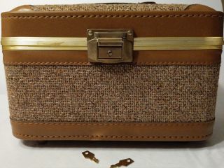 Vintage Traveling/ Makeup Case,  Mirror,  Pouch And Keys