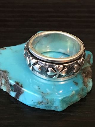 Vintage Irish Shamrock Spinner Ring Sterling Silver 8 G Size 4