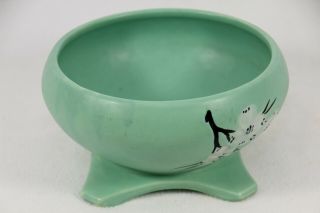 Vintage McCoy Pottery Planter Bowl Green Hand Painted Floral UNIQUE 6