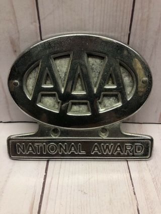 Vtg Aaa National Award License Plate Topper Accessory Badge Emblem Rat Rod 1950s