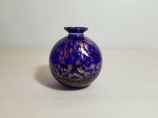 Vintage Murano Cased Glass Copper Aventurine Cobalt Bud Vase