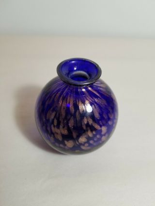 Vintage Murano Cased Glass Copper Aventurine Cobalt Bud Vase 2