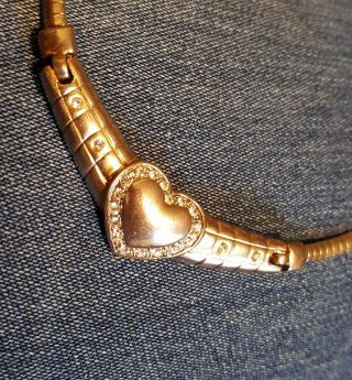 Vintage Mb Marcel Boucher Heart Necklace 18 " Gold Tone Rhinestone