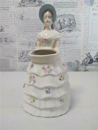 Vintage Japan Victorian Lady Figurine Ceramic Doll Planter/holder 9 " Tall
