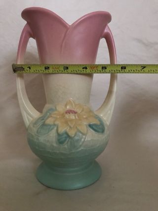 Vintage HULL Pottery Waterlily Two Handled Vase 9 1/2 
