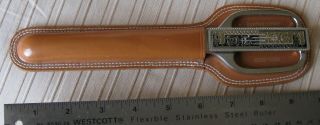 Vintage Lerche Solingen Letter Opener / Ruler & Scissors,  Leather Case