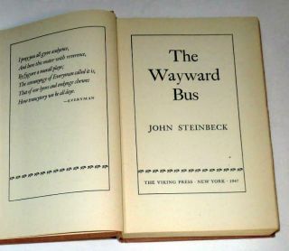 The Wayward Bus By John Steinbeck (1947,  Hardcover) Vintage