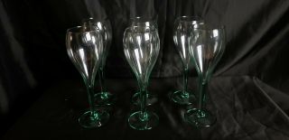 Vintage 20’s 30’s Art Deco Light Green Stem Wine Glasses Set Of 6