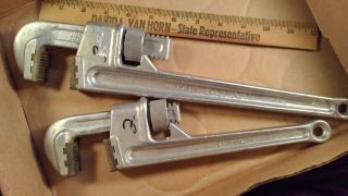 Vintage Schick Aluminum Pipe Wrench Set,  10 " 14 "