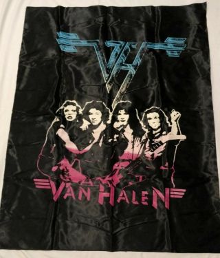 Vintage 1980 Van Halen Silk Style Fabric Tapestry.