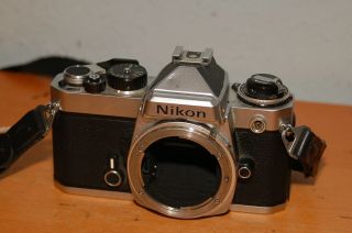 Vintage Nikon Fe Chrome 35mm Camera Body As - Is
