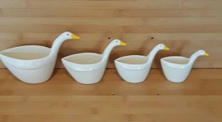 Set Of 4 Vintage Nesting White Duck Goose Swan Bird Measuring Cups 1/4 - 1 Cup 3