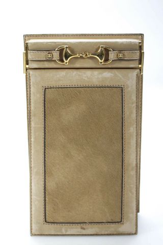 Gucci Vintage Pony Hair Paneled Leather Gold Tone Hardware Embellished Note Pad