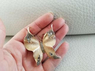 Vintage Alfred Philippe For Crown Trifaei Gold Tone Rhinestone Butterfly Brooch