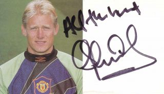 Peter Schmeichel Signed Vintage Manchester United Official Club Card Aftal