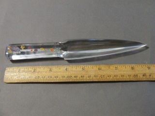 Vintage Glass Knife Dagger Double Sided W/ Painted Handle