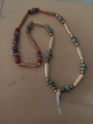 Native American Vintage Beaded Necklace With Claw Pendant