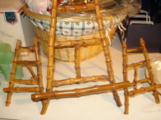 Set Of 3 Vintage Bamboo Wood Picture Frame Easel Plate Display Stands 1 14 " 2 8 "
