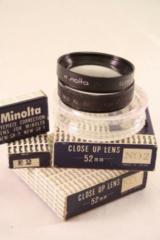 Vintage Minolta Close Up Lenses 52mm No 1 & No 2 With Instructions