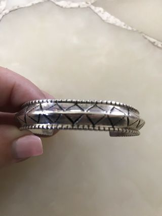 Vintage Sterling Silver Zig Zag Etched Cuff Bracelet,  Navajo,  Signed Anthony Kee