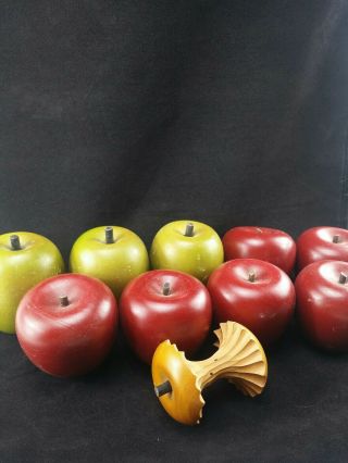 Faux Theatre Prop Decoration Wooden Apples Painted Fruit 10 Red Green Vintage