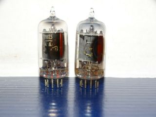 2 X 7025 (12ax7) Rca Tube Clear Top - Side D Getter Very Strong Bogey Pair
