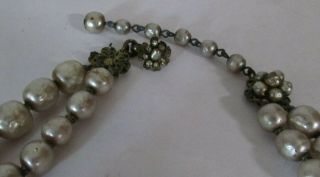 Vintage Miriam Haskell Double Strand Faux Pearl Necklace Baroque Repair Parts 4