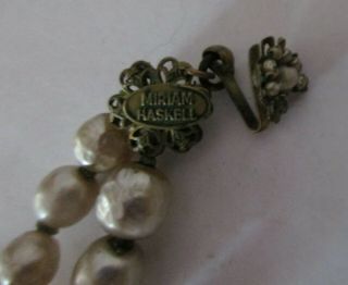 Vintage Miriam Haskell Double Strand Faux Pearl Necklace Baroque Repair Parts 5