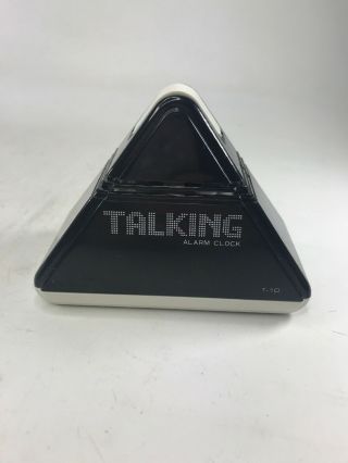 Retro Vintage Pyramid Talking Alarm Clock T - 10 Black MISSING BATTERY COVER 3