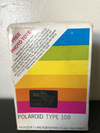 Polaroid Type 108 Polacolor Colorpack Instant Film Expired Aug 1980