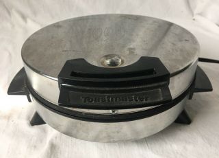 Vintage Toastmaster W252h Waffle Maker Iron Chrome Nonstick Made In Usa Round 8”