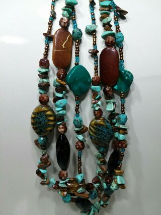 Vintage Native American Navajo Large Nugget Turquoise & Heishi Bead Necklace