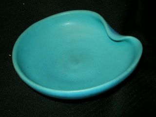 Vintage Van Briggle Art Pottery Abstract Bowl Ovoid Turquoise Blue Modernistic