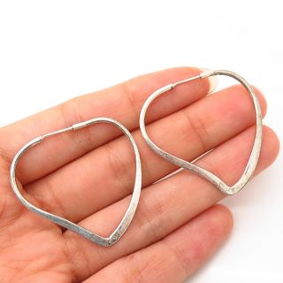 925 Sterling Silver Vintage Heart Design Hoop Earrings