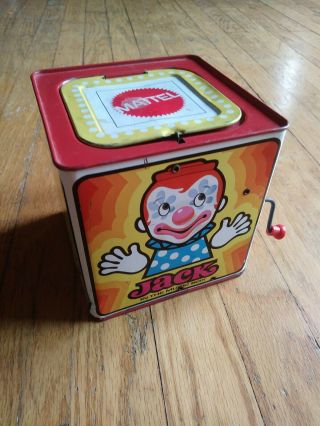 Vintage Toy Mattel Jack In The Box 1971 Made In The Usa Metal Tin Box
