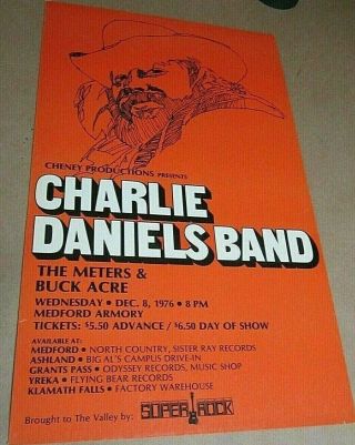 Charlie Daniels Band 1976 Vintage Cardstock Boxer Style Concert Poster