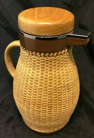 Vintage Corning Designs Coffee Carafe Wicker Glass Thermos