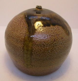 Brown Drip Glaze Pottery Vase Small Hold Heavy Handcrafted Vintage