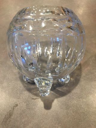 Vintage Bohemian Cut Crystal Glass Rose Bowl Vase Clear Footed 4