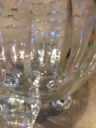 Vintage Bohemian Cut Crystal Glass Rose Bowl Vase Clear Footed 5
