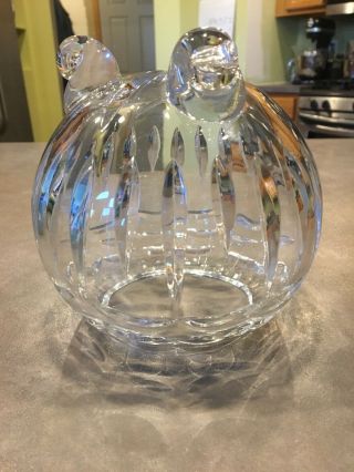 Vintage Bohemian Cut Crystal Glass Rose Bowl Vase Clear Footed 8