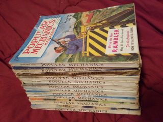 11 - 1956 Vintage Popular Mechanics Magazines Near Complete Year - Decent Shape