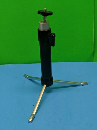 Vintage small Table Top Tripod with Slide Out Metal Legs W/Tilting/Locking Head 4