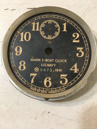 Vintage Wwii Wra Seth Thomas Us Navy Boat Clock Dial Ring & Plate