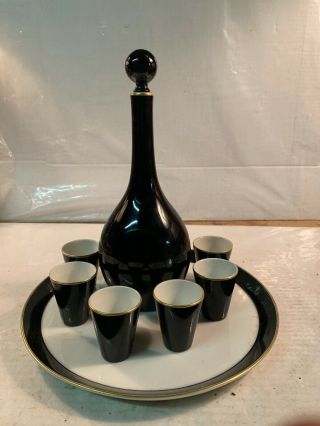 Vintage Kpm Cordial Set With Decanter And Serving Tray