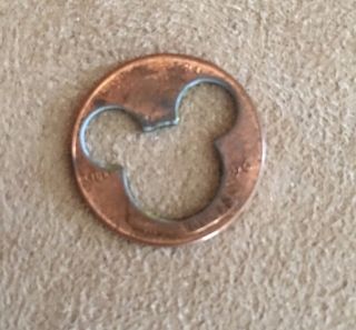 Cut Out Penny Mickey Mouse Head Vintage Coin Walt Disney World Ears Lucky
